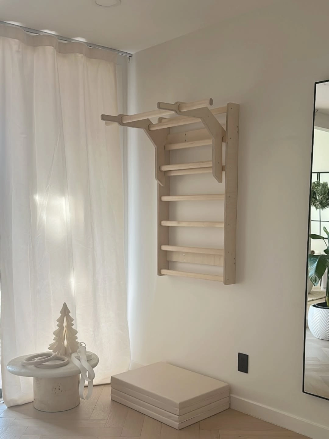 Fitladder Kompakt Bar - Ahşap Barfiks Barı, İsveç Merdiveni, Egzersiz Barı, Skolyoz Duvar Barı - Ahşap