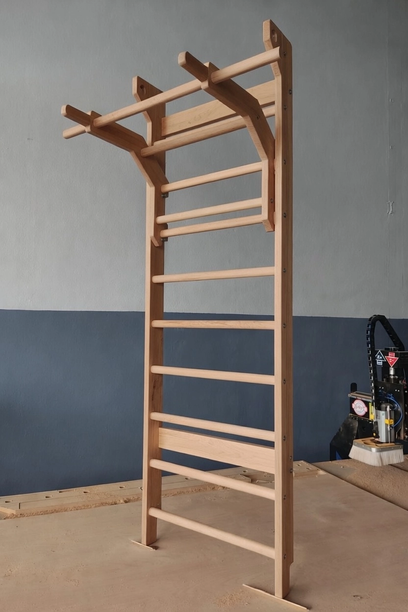  Kombo Bar - Ahşap Bafiks Barı, İsveç Merdiveni, Egzersiz Barı, Skolyoz Duvar Barı - Ahşap