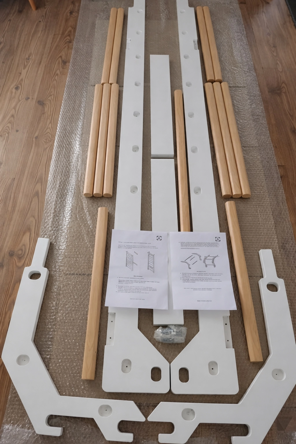 Fitladder Kombo Bar - Ahşap Bafiks Barı, İsveç Merdiveni, Egzersiz Barı, Skolyoz Duvar Barı - Ahşap/Beyaz