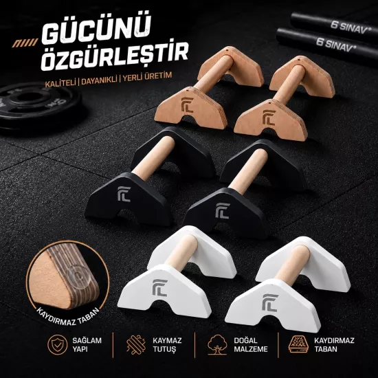Ahşap Şınav Barı (Push Up Bar) Kaymaz ve Dayanıklı